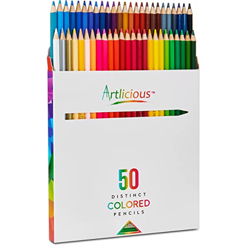 Artlicious Colored Pencils, 50 Colored Pencils for Adult...