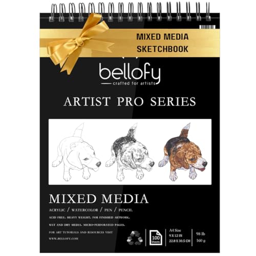 Bellofy Multimedia Sketchbook 100 Sheets | Mixed Media Paper...