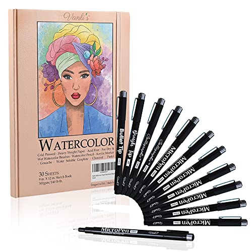 Vanli's Watercolor Sketchbook 9 x 12 Inch, Cold Press Water...