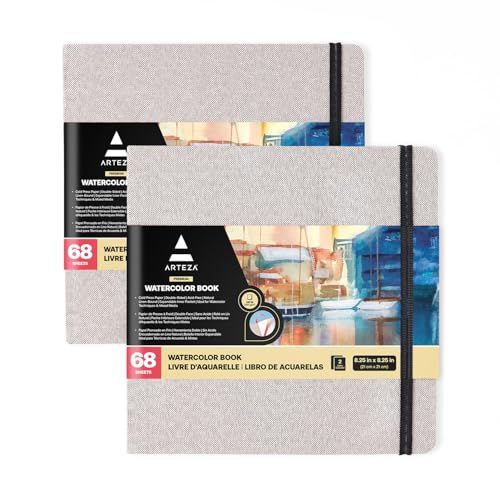 ARTEZA Watercolor Sketchbook, 2-Pack, 68 Pages Each, 8.25 x...